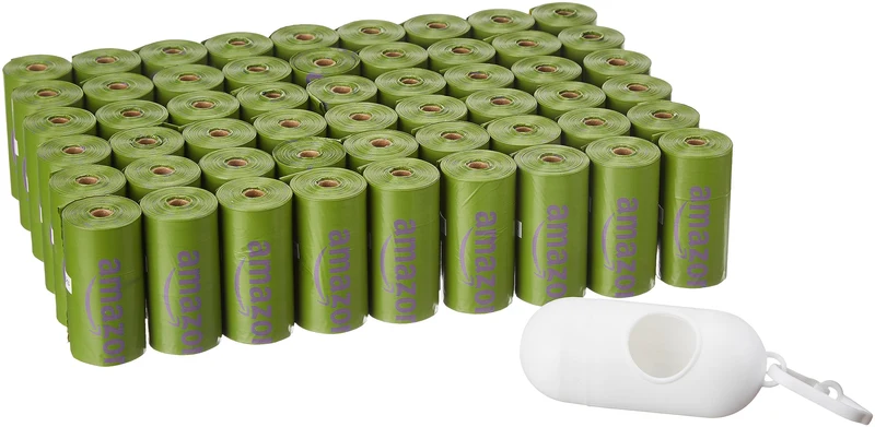 Amazon Basics Sacs à Crottes pour Chien Lavande – Étanches, Distributeur et Attache pour Laisse, 13 x 9 pouces, 810 Sacs (54 rouleaux)
