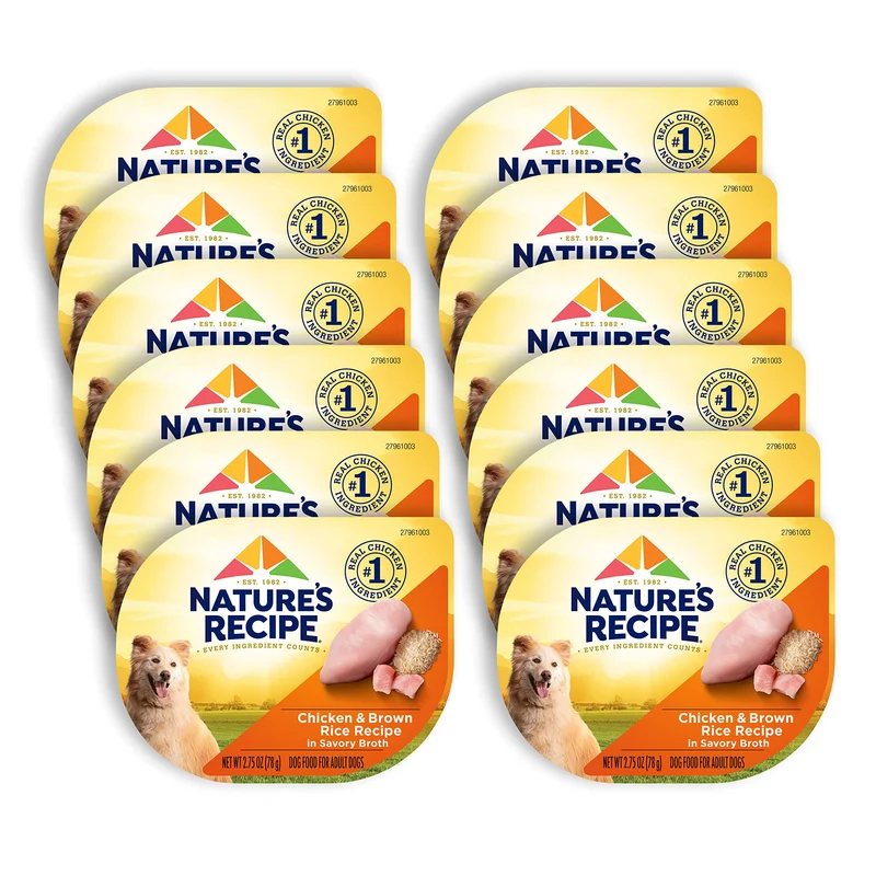 Nature's Recipe – Pâtée humide pour chien au poulet en bouillon, cups de 2,75 oz (12 pots)