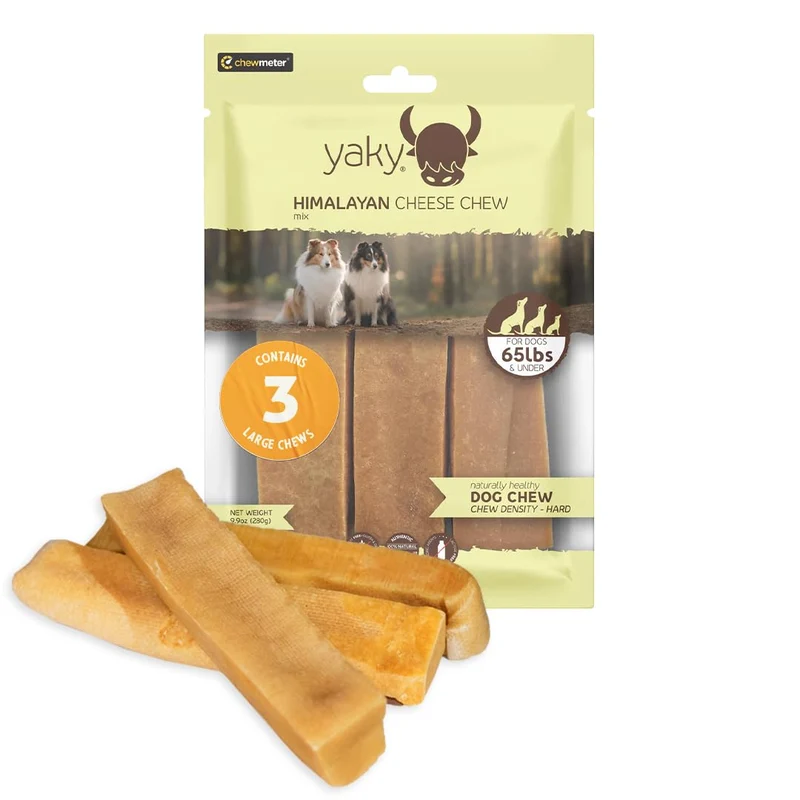 Yaky Cheese Chew – Os de Fromage Yak Naturels pour Chiens | Longue Durée, Sans Tache | Sans Gluten Lactose Céréales | Mixte | Pour Chiens Poids 29 kg et moins | Himalayan Dog Chew