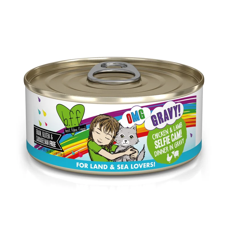 Weruva B.F.F. OMG - Meilleur Ami Félin Oh My Gravy, Nourriture humide au poulet et agneau, sauce, 5,5 oz (lot de 8)
