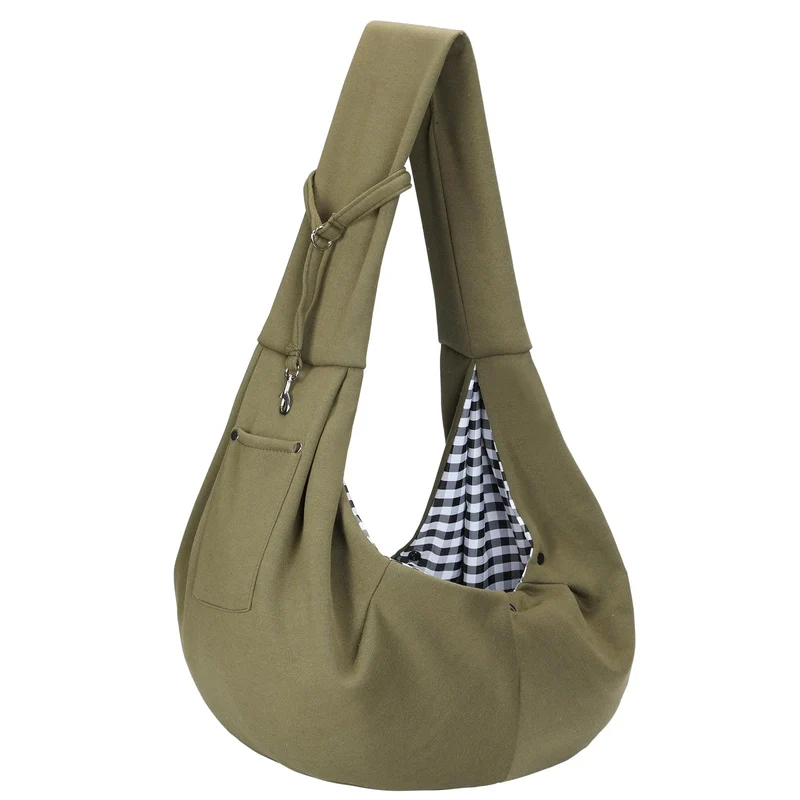 ARZQUT Sangle Porte-Chien Réversible avec Poche – Transport Sans Mains pour Petits Chiens et Chats (Vert)