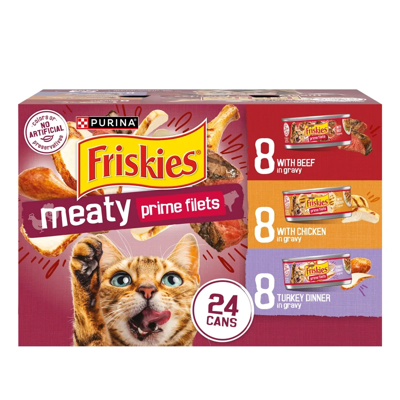 Purina Friskies Gravy – Variété Prime Filets Carnés Préférés – Lot de 24 boîtes 5,5 oz