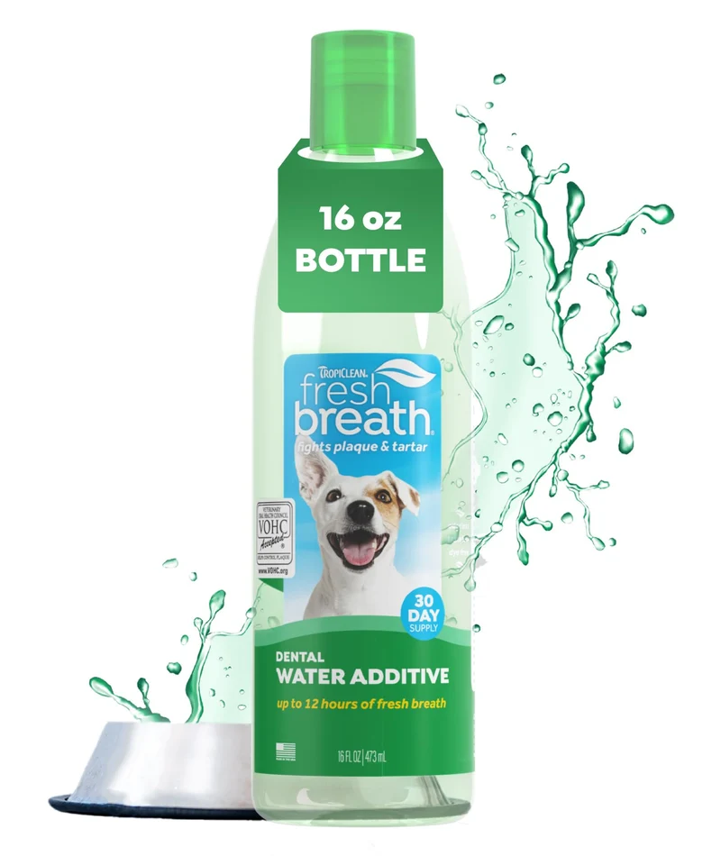 TropiClean Fresh Breath Additif Eau pour Chien — Sans Pâte, Fraîcheur Durable, 16 oz