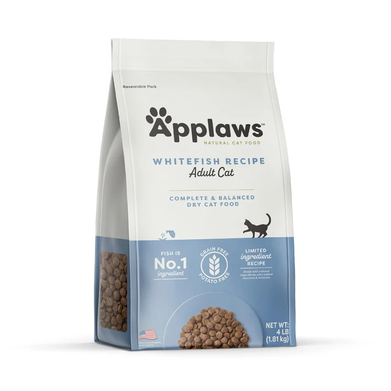 Applaws Croquettes Sèches pour Chat — Sans Céréales, Ingrédients Limités, Poisson Blanc, Digestion Soutenue, Sac 1,8 kg