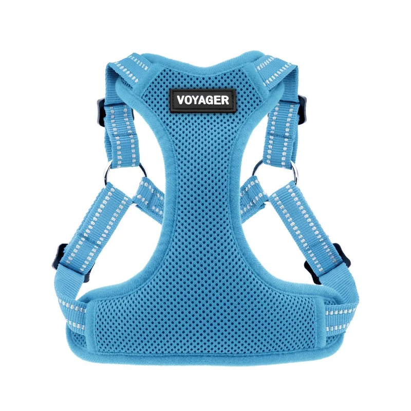 Best Pet Supplies Voyager – Harnais pour chien ajustable à entrée-simple, tissu respirant bleu bébé, taille S