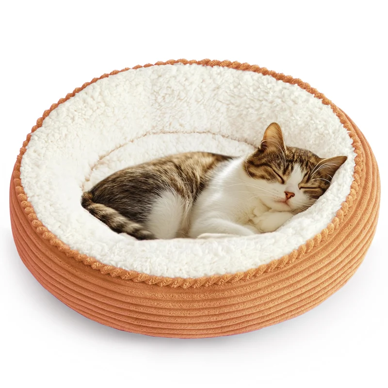 Love's cabin Coussin Donut Rond 20 po pour Chat et Petit Chien — Anti-Glisse et Lavable