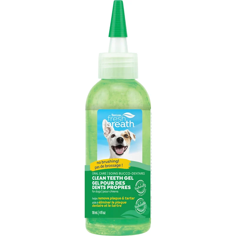 TropiClean Dentifrice Chien – Haleine Fraîche, Gel Nettoyant Plaque Sans Brosse | 4oz