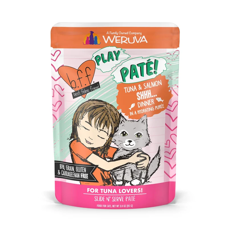 Weruva B.F.F. Play Paté pour Chat – Thon et Saumon, Sachet de 3 oz (Pack de 12)