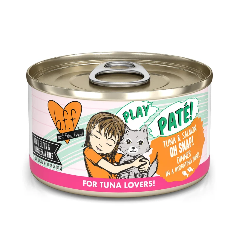 Weruva B.F.F. Play Paté – Meilleur Ami Félin, Thon et Saumon Oh Snap!, Boîtes de 80 g (Lot de 12)