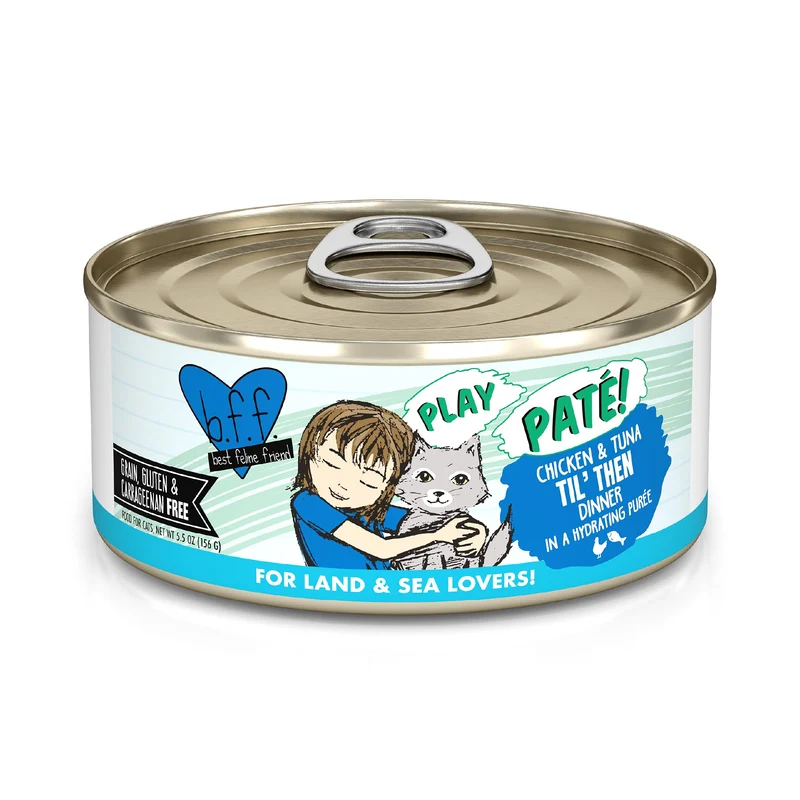 Weruva B.F.F. Play Paté – Meilleur Ami des Félins, Poulet et Thon, Boîtes de 156 g (8 x)