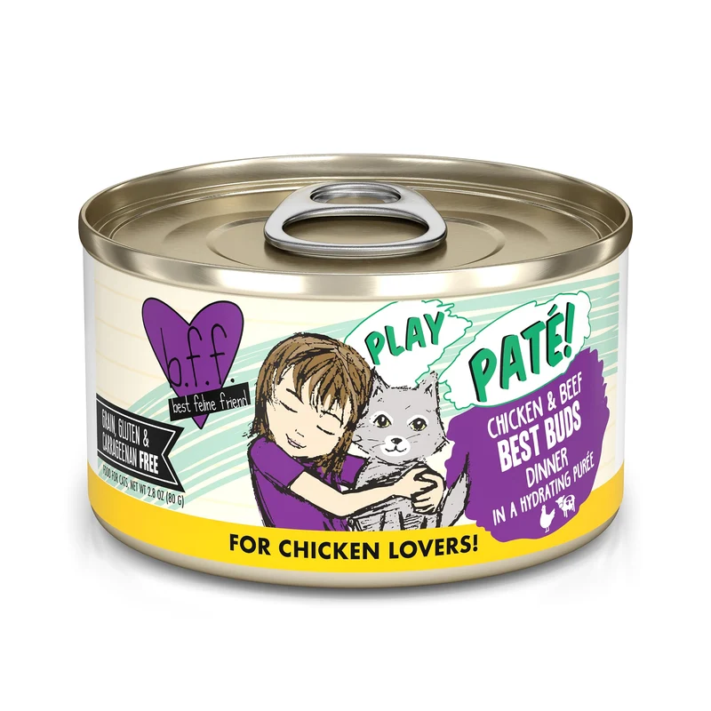 Weruva B.F.F. Plaisir – Paté Meilleur Ami Félin, Poulet et Boeuf, Boîte 2,8 oz (Pack de 12)