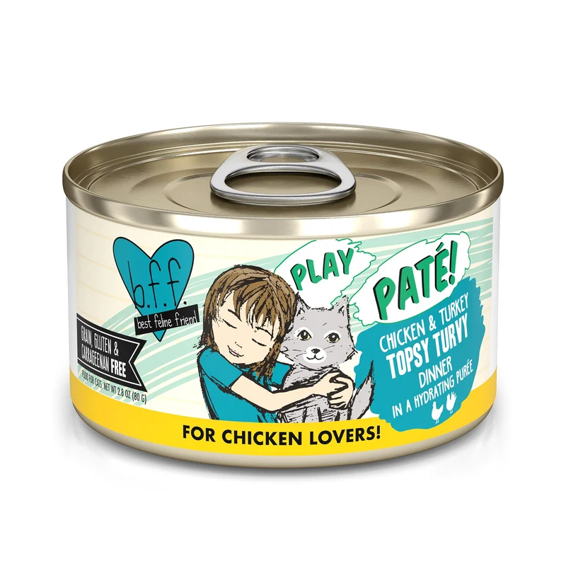 Weruva B.F.F. Play – Le Meilleur Ami Félin, Paté Pour Amateurs, Oh Oui ! Poulet et Dinde, 12 boîtes de 2,8 oz