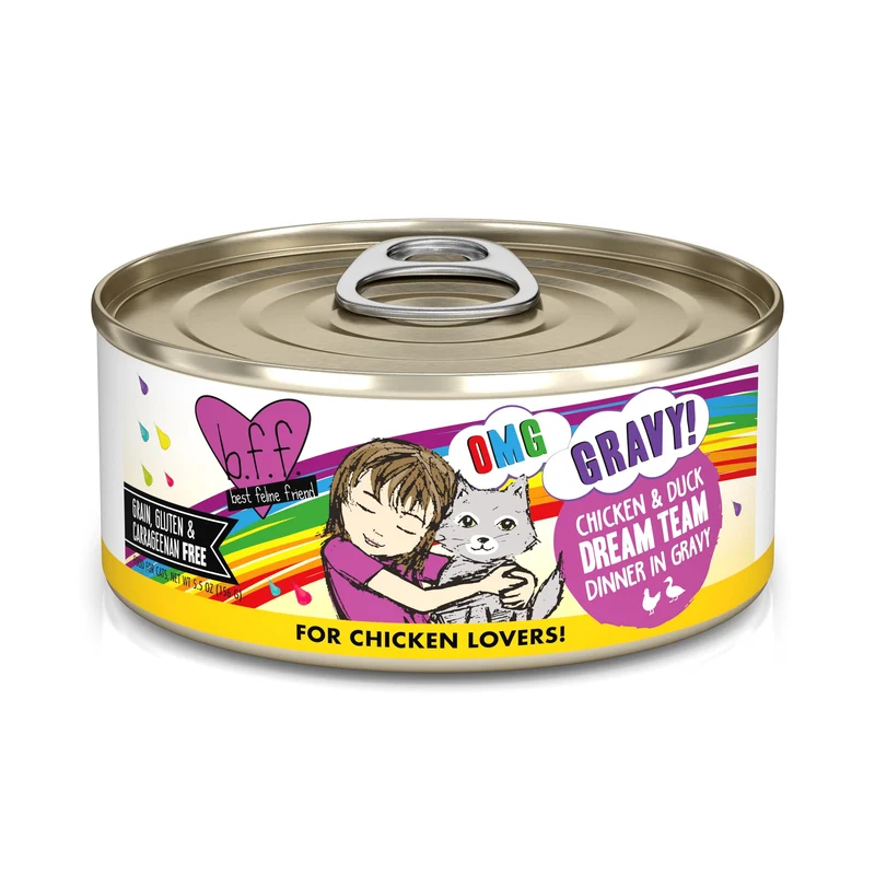 Weruva B.F.F. OMG – Meilleur Ami Félin Oh My Gravy ! Poulet et Canard en Sauce, Boîte 5,5oz (Pack de 8)