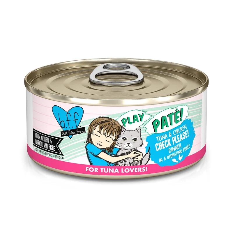 Weruva B.F.F. Play – Pâté pour chats, Thon et Poulet, 5,5 oz, Pack de 8