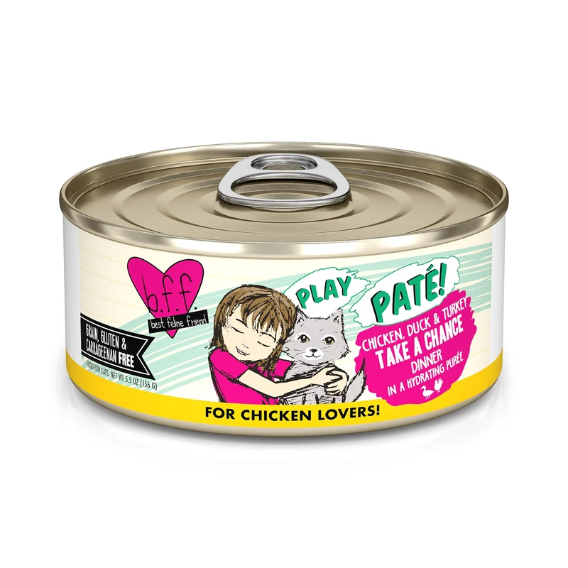 Weruva B.F.F. Play - Le paté préféré des félins : Poulet, Canard & Dinde - Boîte de 5,5 oz (Lot de 8)