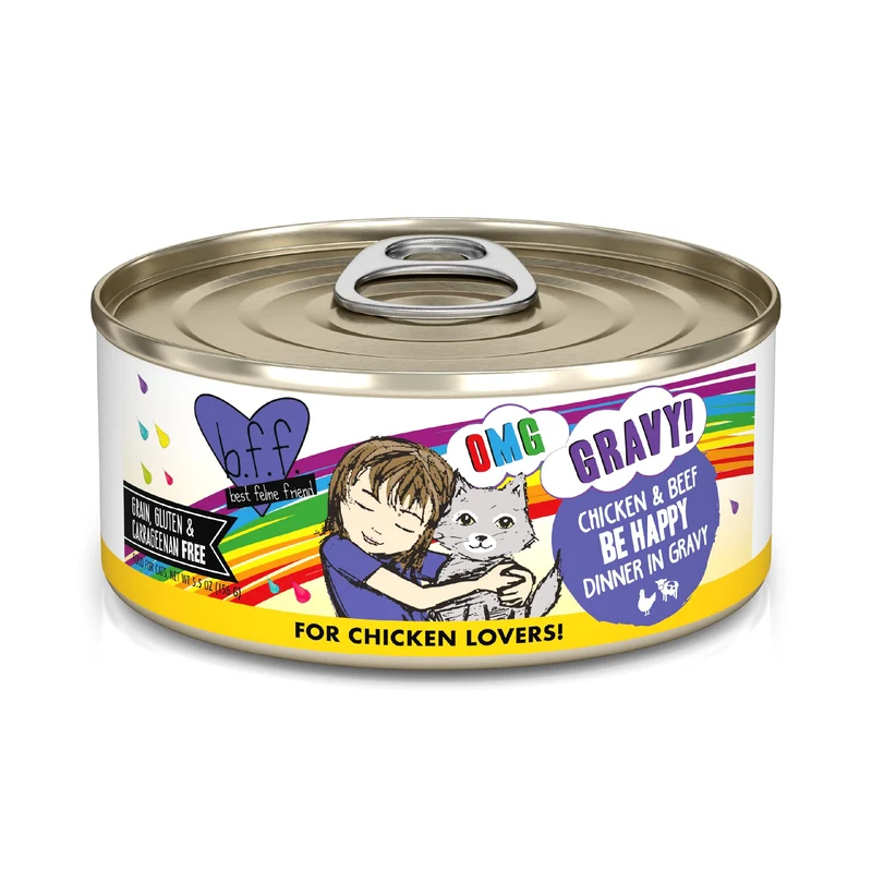 Weruva B.F.F. OMG – Meilleur Ami Félin, Poulet et Boeuf en Sauce, Boîte de 5,5 oz (pack de 8)
