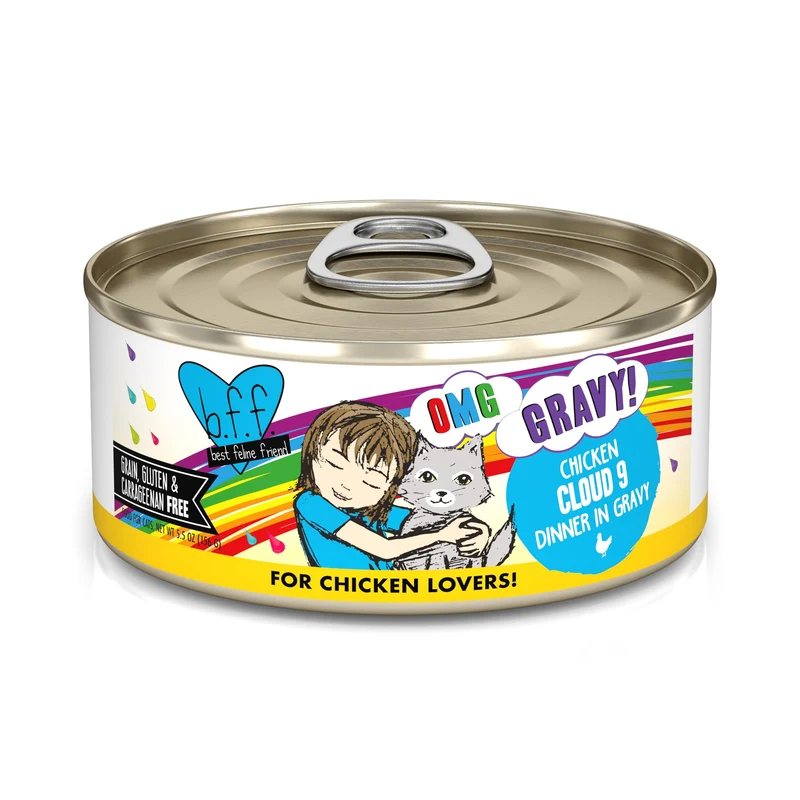 Weruva B.F.F. OMG – Best Feline Friend Oh My Gravy!, Poulet Cloud 9 dans Sauce, 5,5 oz (Pack de 8)