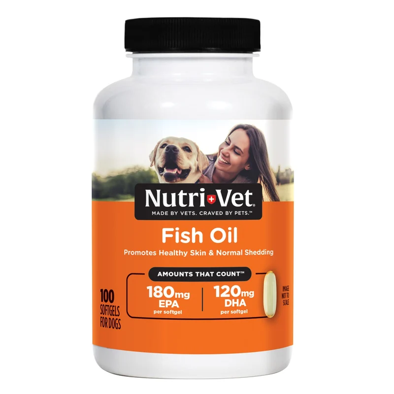 Nutri-Vet Huile de Poisson pour Chiens – Oméga-3 EPA/DHA, Gélules Faciles
