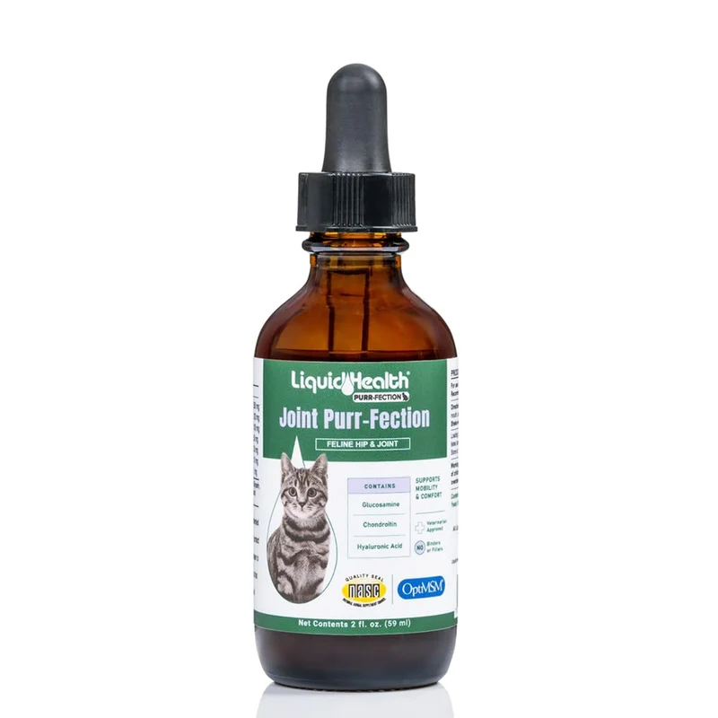 LIQUIDHEALTH Purr-Fection – Glucosamine pour articulations du chat, soutien hanches et mobilité (USA) – Gouttes 2 oz