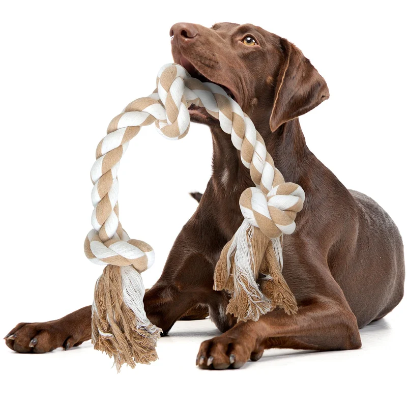 Jouet Corde Fida pour Chiens Grands/Moyens – Mordu Durable, Coton Naturel, 3 Noeuds