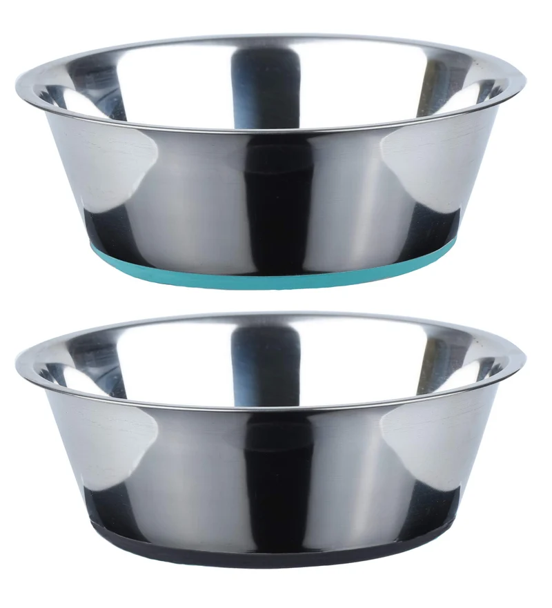 PEGGY11 Bols chien en acier inoxydable profond et anti-derapants – Lot 2, 6 tasses