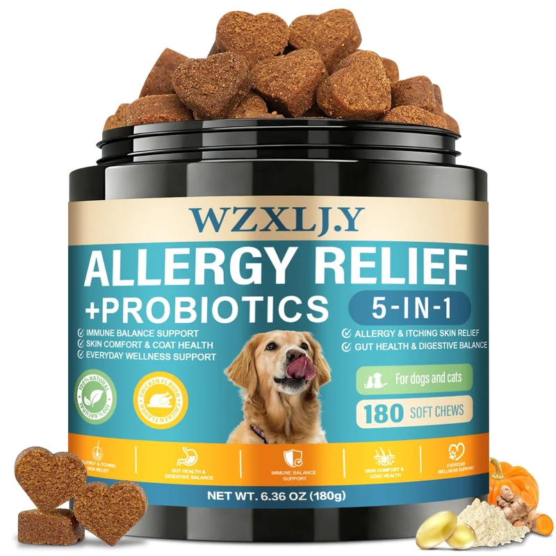 Wzxlj.Y – Bouchées Allergie pour Chiens, Probiotiques & Santé Digestive, 180 bouchées