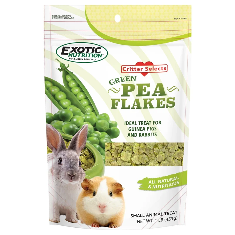 Exotic Nutrition Flocons de Pois Verts (1 lb) – Friandise naturelle pour lapins, cochons d'Inde et autres petits animaux
