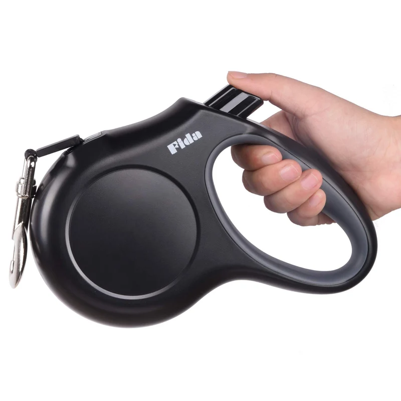 Fida Laisse Rétractable pour Chien de Grande Taille – 16 ft, Jusqu'à 110 lb, Sans Enchevêtrement, Noir