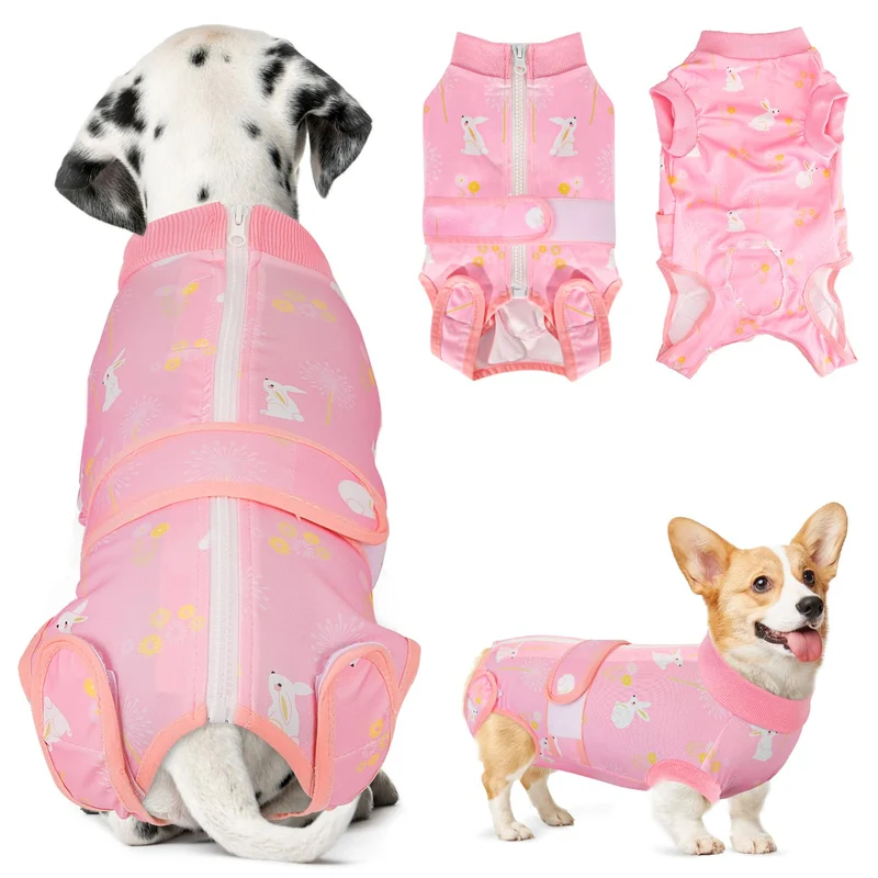 Lukovee Combinaison de récupération pour chiens – fermeture éclair dorsale et confort (Taille S)