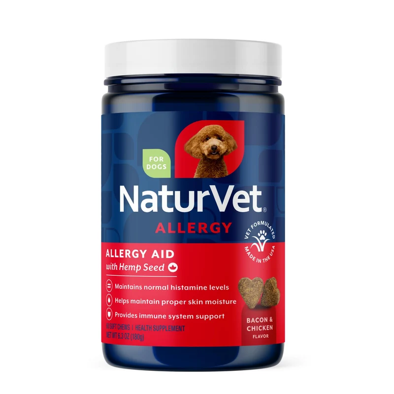 NaturVet Aide Allergie au Chanvre pour Chiens – Oméga, DHA et EPA, Peau et Respiration, 60 Gommes Molles