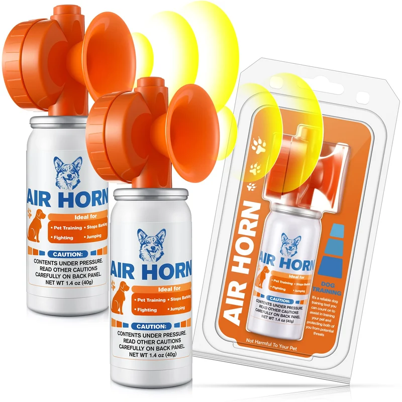 HappyAlley Corne à Air 1,4 oz – 120 dB – Lot de 2 Orange – Sécurité et Dressage pour Animaux