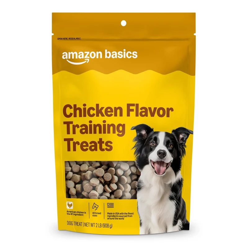 Amazon Basics Friandises d’entraînement au poulet pour chiens, sachet de 2 lb (32 oz) – sans maïs ni colorants artificiels