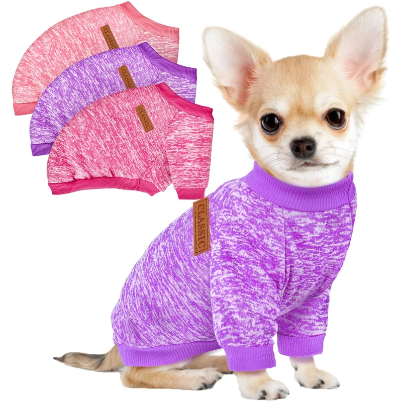BAOBICUTE - Lot de 3 pulls d'hiver pour petits chiens et chats en polaire douce