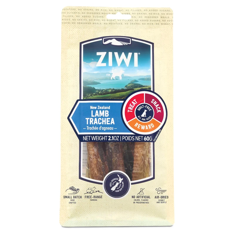 ZIWI – Trachée d'agneau pour chiens | Friandises naturelles, séchées à l'air, protéine unique, sans céréales – 60 g environ (pack de 1)