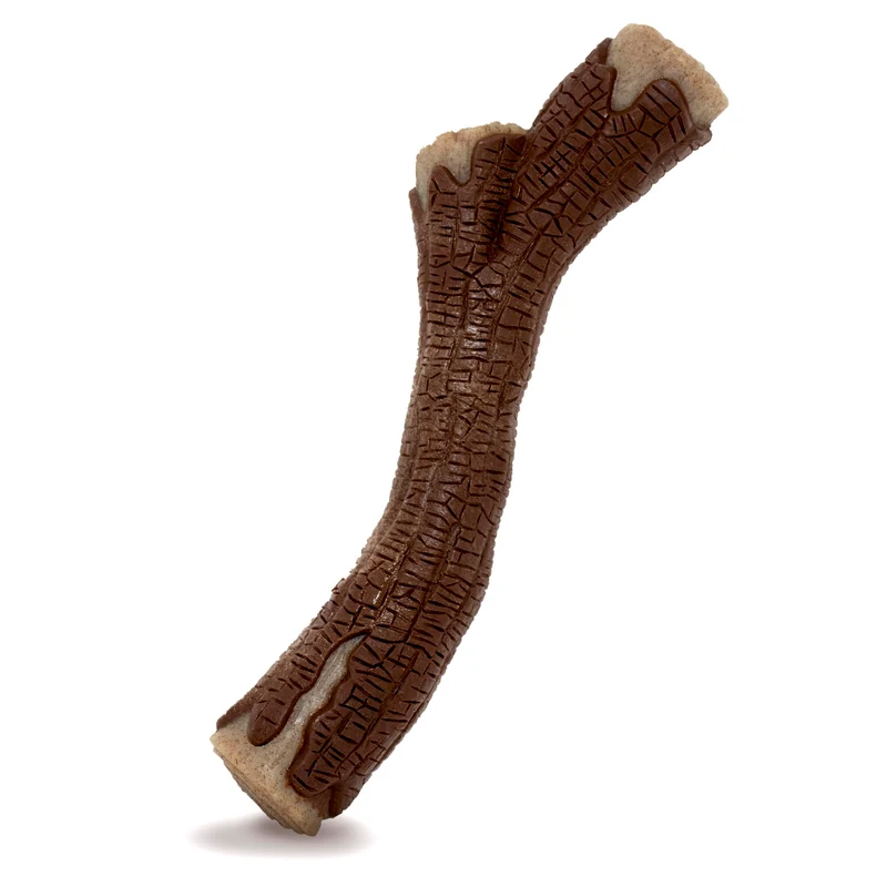 Jouet bâton en bois véritable Nylabone — Pour chiens costauds, saveur bacon, très grand (>23 kg)