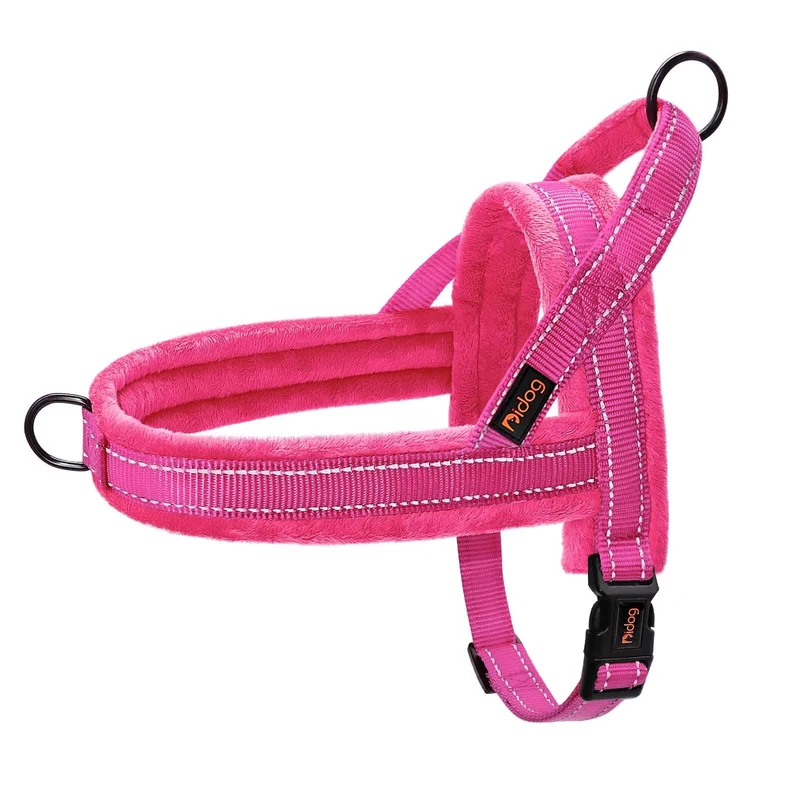 Didog Harnais Gilet Doux en Flanelle — Sans Tirage, Ajustement Rapide, Réfléchissant, Rose (Poitrine 46-56 cm, S)