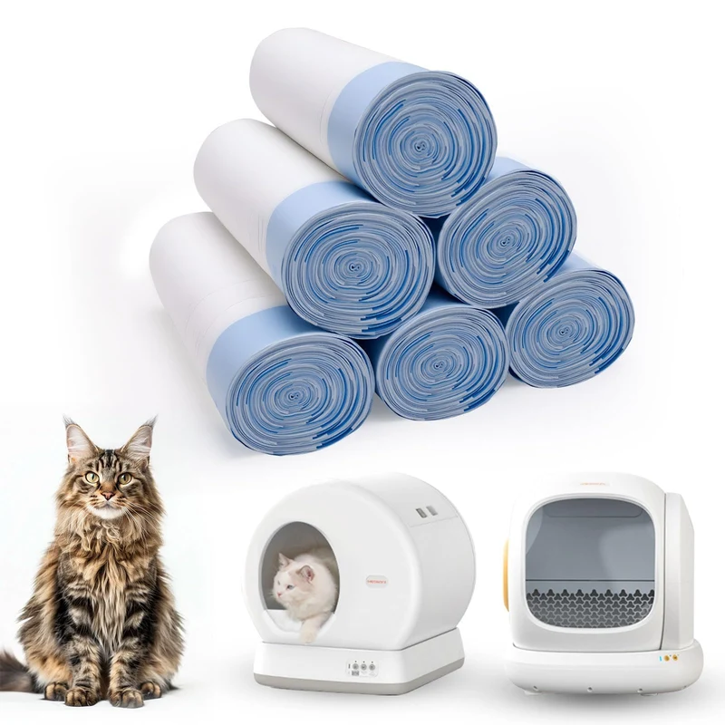 Loveishere — 120 Sacs pour Litière Auto-Nettoyante, Compatibles MeoWant-SCO1/SCO2, Renforcés et à Ficelle, 18 × 12,6 pouces