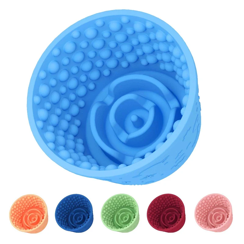 ZOURYNUA Bol Lentisseur pour Chiens – Silicone Sans BPA, Distributeur de Friandises, Anti-Glouton, Antidérapant, Bleu Clair, 1,6 tasse