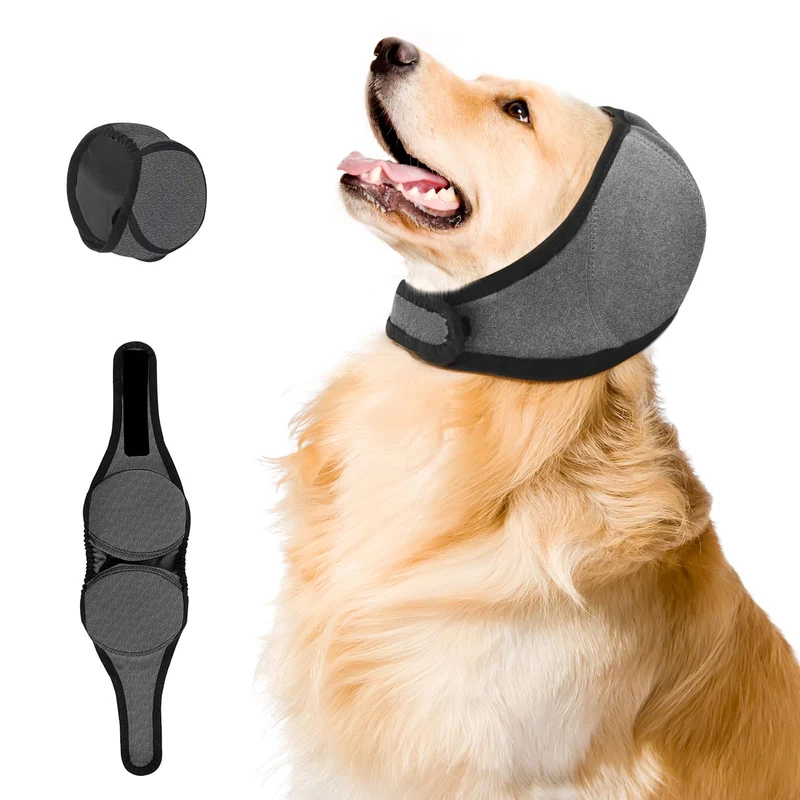 Jorme – Cache-oreilles pour chien gris petit : protection sonore, bain et soins – étanche et éponge insonorisante