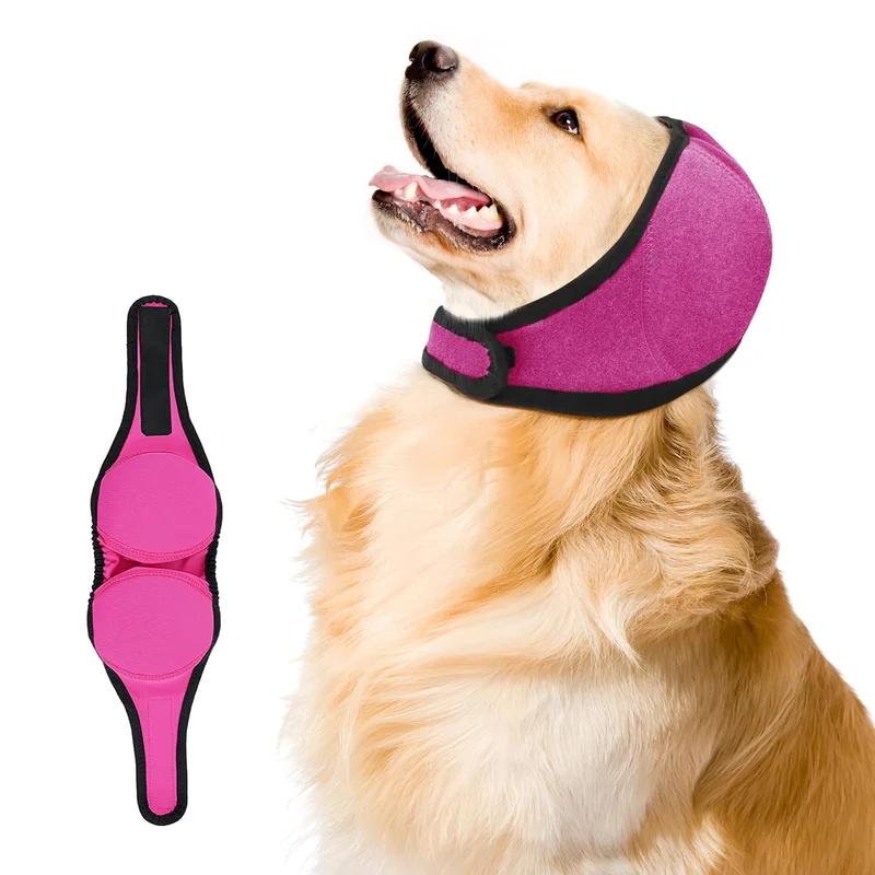 Jorme Cache-oreilles pour Chiens - Protection anti-bruit, Soin et Séchage (Rose, Grand)