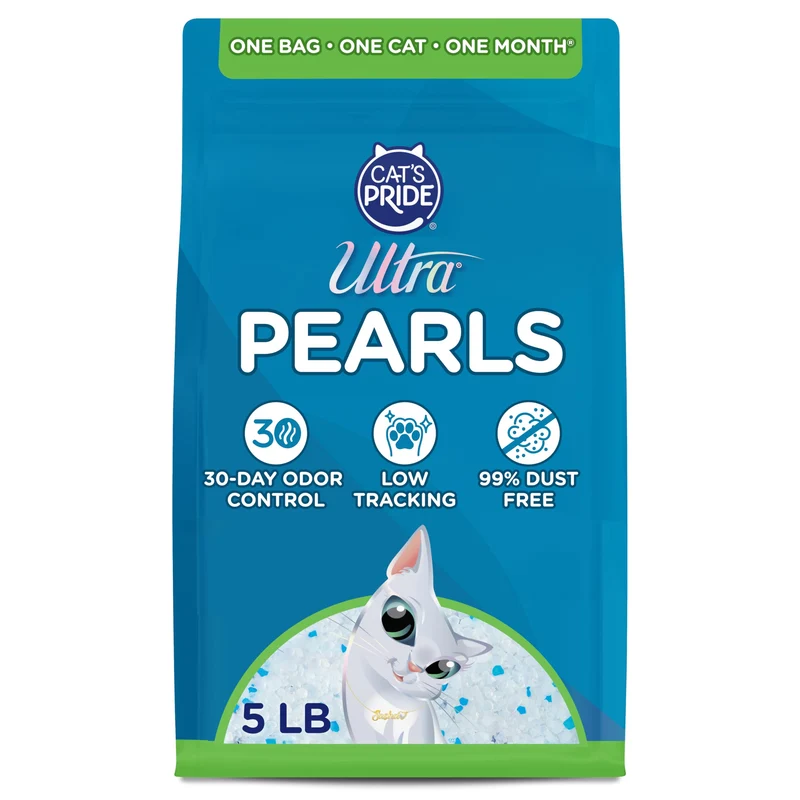 Ultra Pearls Litière pour Chats – 99,9% Sans Poussière, Traçage Faible, Douce sur les Pattes, Sans Parfum – 5 Lbs