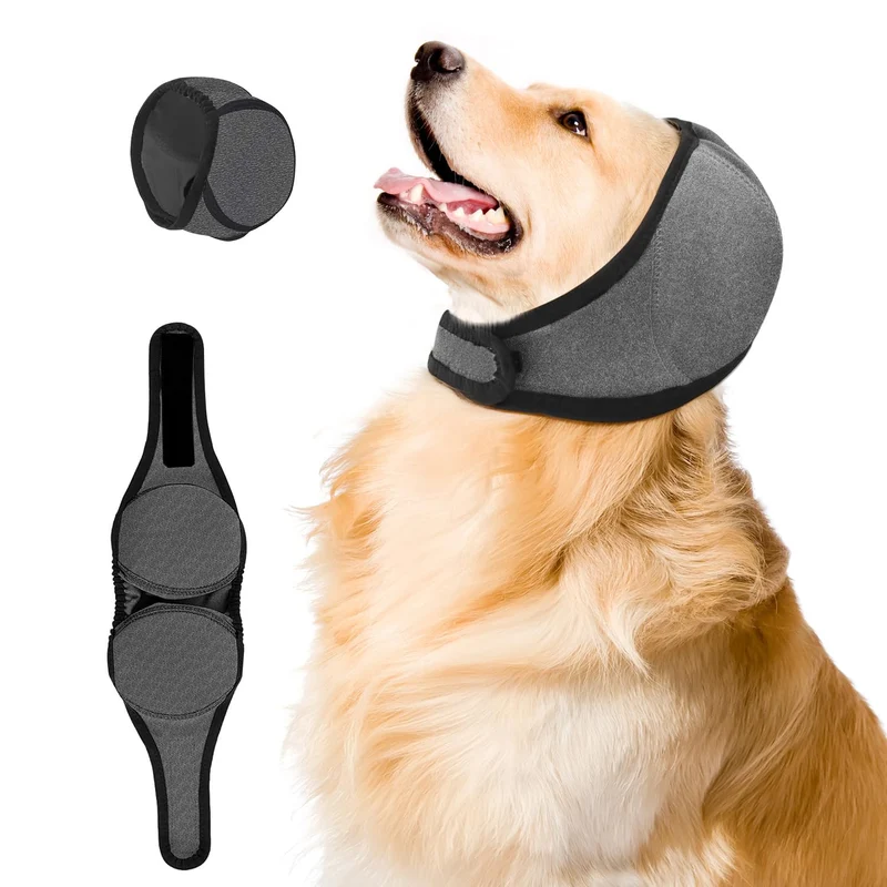 Jorme Cache-Oreilles pour Chien Gris Grand – Protection anti-bruit, bain et anxiété