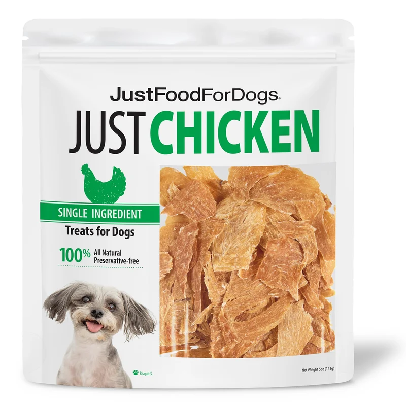 JustFoodForDogs – Friandises pour chien à base d’un seul ingrédient, poitrine de poulet, 5 oz, qualité humaine, sans conservateurs et sans céréales