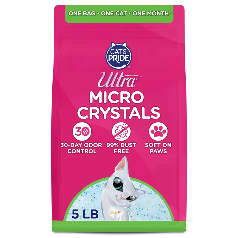 ULTRA Litière Micro Cristaux pour Chats – 99,9% Sans Poussière, Doux sur les Pattes, Sans Parfum – 5 lb