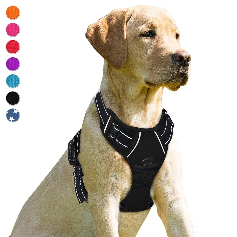BARKBAY Harnais Anti-Tirage pour Chien – Clip Frontal, Grande Taille, Bandes Réfléchissantes, Poignée