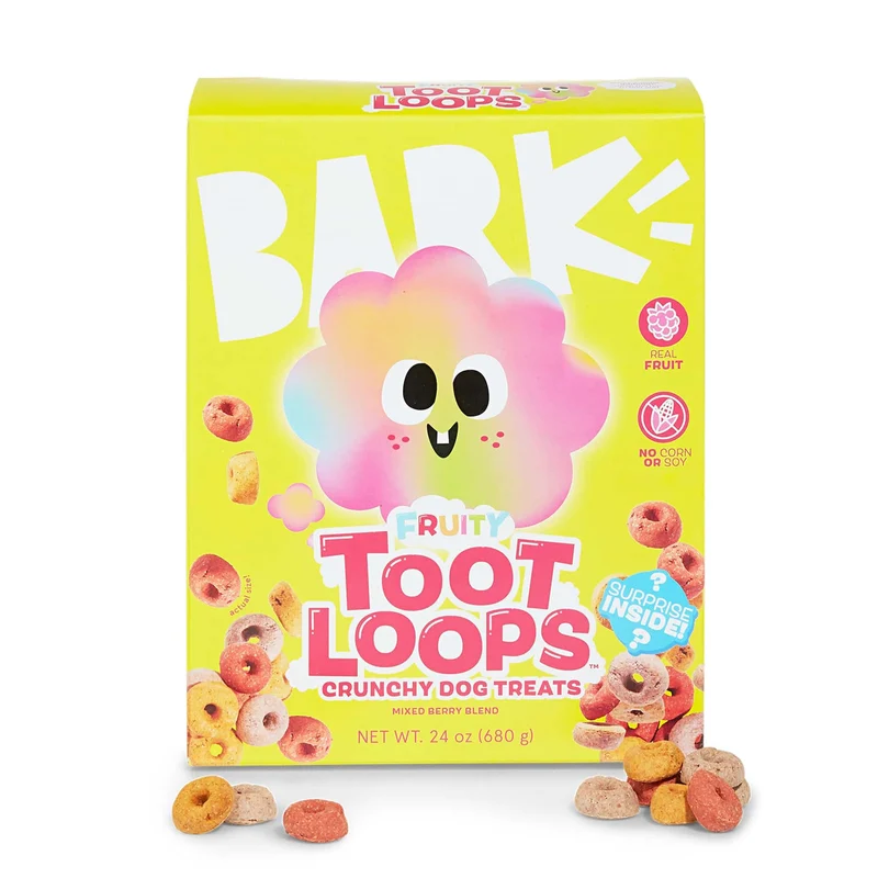 Barkbox Fruity Toot Loops - Friandises fruits réels, céréales nutritives, sans maïs ni soja - Boîte 680 g
