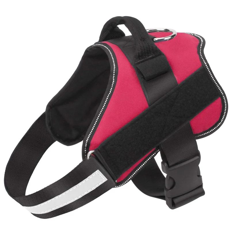 Bolux Harnais Chien Sans Tirage Réfléctif – Réglable avec Poignée (M, Rouge, 21–40 lb)