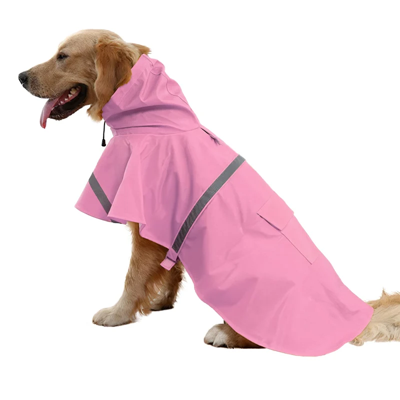 NACOCO Manteau chien imperméable XL Rose – Poncho avec capuche, reflectif et réglable
