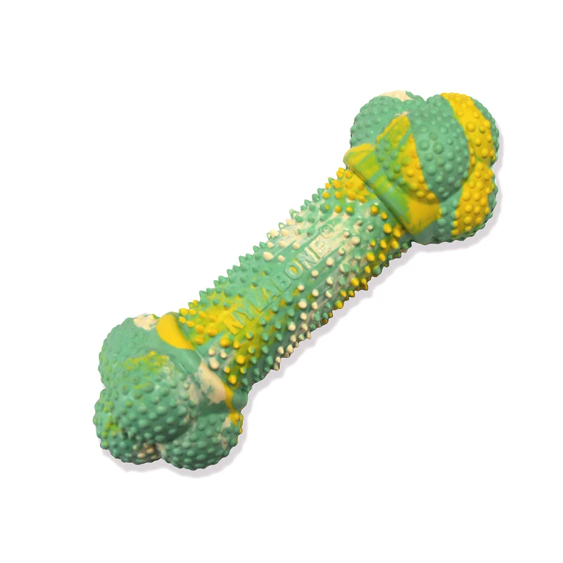 Nylabone Barbell Chiots — Saveur Beurre de Cacahuète et Banane, Mâchon Doux, Taille Moyenne (Jusqu’à 16 kg), 1 pièce