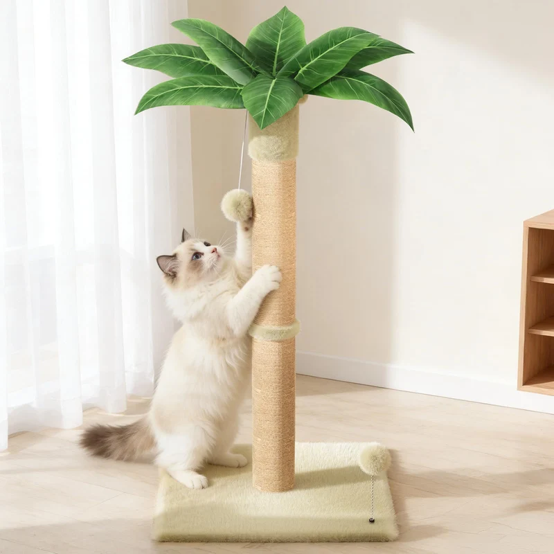 XiaZ Arbre à griffes Chat 34'' – Base Large, Poteaux Sisal 2,8''/4,5'', Peluche